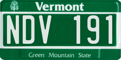VT license plate NDV191