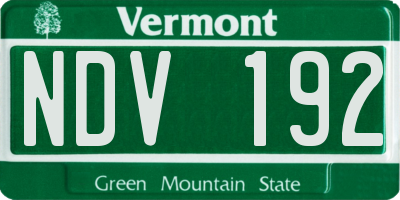 VT license plate NDV192