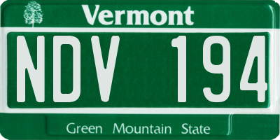VT license plate NDV194