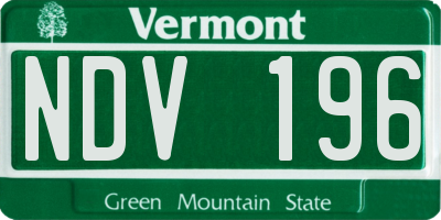 VT license plate NDV196