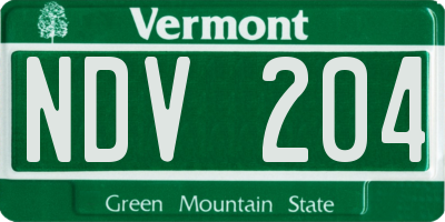 VT license plate NDV204