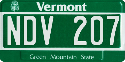VT license plate NDV207