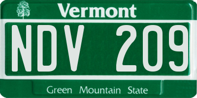 VT license plate NDV209