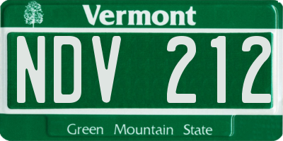 VT license plate NDV212