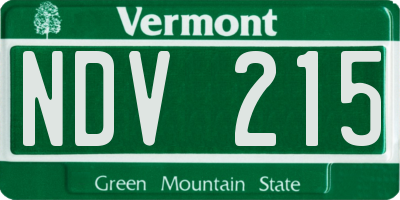 VT license plate NDV215