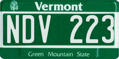 VT license plate NDV223