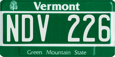 VT license plate NDV226