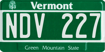VT license plate NDV227