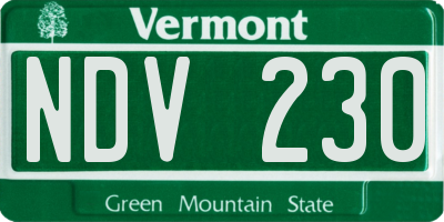 VT license plate NDV230