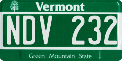 VT license plate NDV232