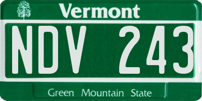 VT license plate NDV243
