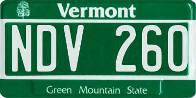 VT license plate NDV260