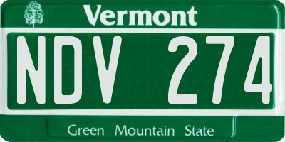VT license plate NDV274