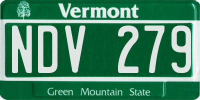 VT license plate NDV279