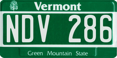 VT license plate NDV286