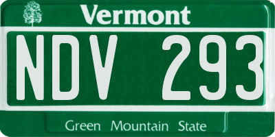 VT license plate NDV293