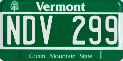 VT license plate NDV299