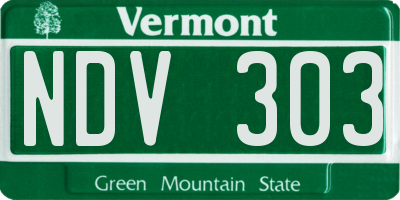 VT license plate NDV303