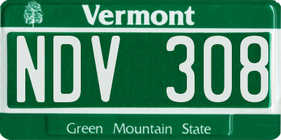 VT license plate NDV308