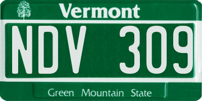 VT license plate NDV309