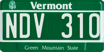 VT license plate NDV310