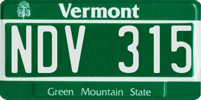 VT license plate NDV315