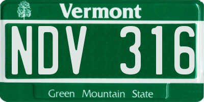 VT license plate NDV316