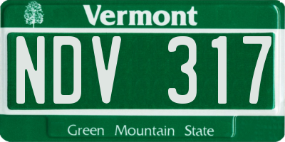 VT license plate NDV317