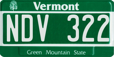 VT license plate NDV322