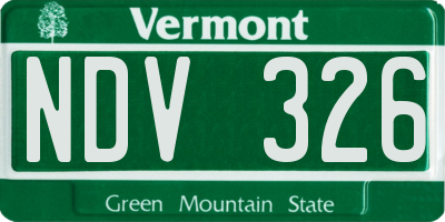 VT license plate NDV326