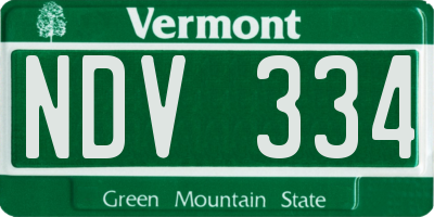 VT license plate NDV334