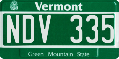 VT license plate NDV335