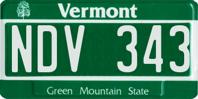 VT license plate NDV343