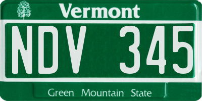 VT license plate NDV345
