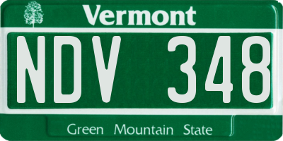 VT license plate NDV348