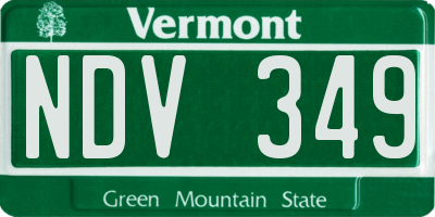 VT license plate NDV349