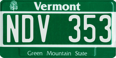 VT license plate NDV353