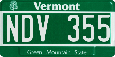 VT license plate NDV355