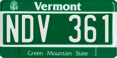 VT license plate NDV361