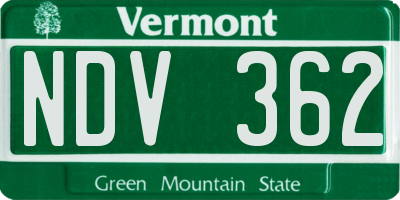 VT license plate NDV362