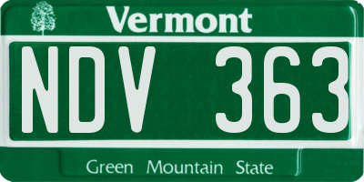 VT license plate NDV363