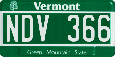 VT license plate NDV366