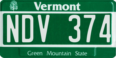 VT license plate NDV374