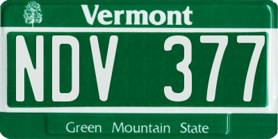 VT license plate NDV377