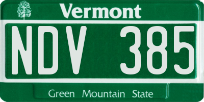 VT license plate NDV385