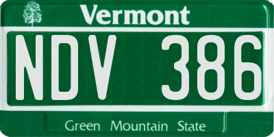 VT license plate NDV386