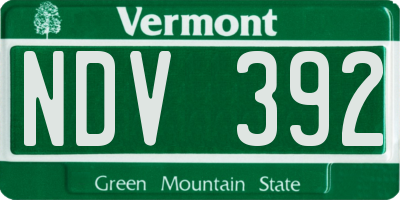 VT license plate NDV392