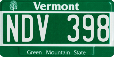 VT license plate NDV398