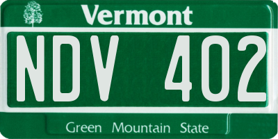 VT license plate NDV402