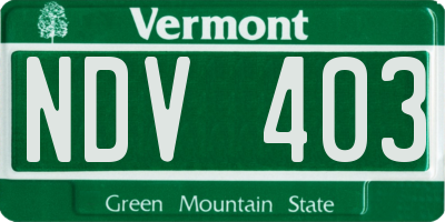 VT license plate NDV403